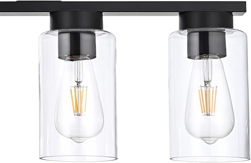 Miniatura 4 de Moderno candelabro lineal de granja, lámpara colgante de isla de cocina de níquel de 6 luces con pantalla de vidrio para comedor, vestíbulo, bar,