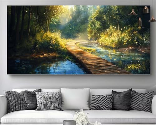 Diamond Painting de Bosques con Puente, mosaico de pintura por números DIY, 30x60cm (M813)