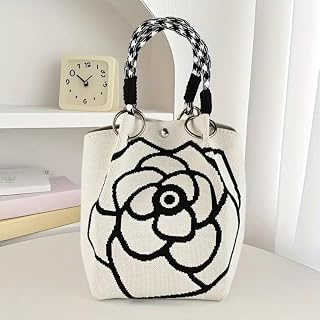 Knitted Floral Tote Bag