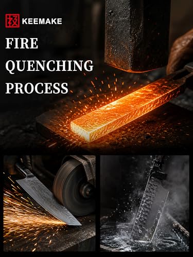 Image of KEEMAKE Nakiri Chef Knife, 7 Inch 67-Layer Damascus Japanese Kitchen Knife with Ergonomic Pakkawood Handle, Ultra Sharp Non-Slip Cooking Vegetable Knife with Ash Sheath & Dad Gift Box