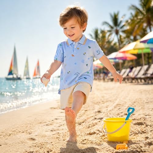 Image of Volunboy Baby Boy Summer Clothes Short Sleeve Polo Shirts Shorts Set Pique Beach Outfits