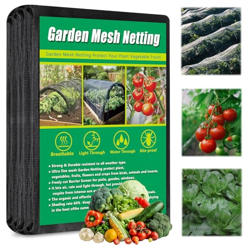 10 X 33 FT Thicker Garden Mesh Netting Pest Barrier for Raised Beds Black Fruit Tree Netting for Cicadas Bird Insect Blueberry Bush Strawberry Netting Cover for Garden Protection Shading Rate 30%