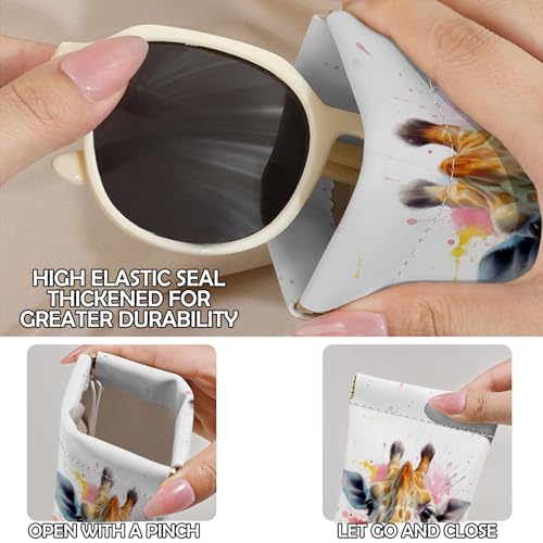 Image of 2 PCS Glasses Eyeglass Sunglasses Case Pouch Soft PU Leather Cute Aesthetic with Cleaning Cloth for Boys Men Man