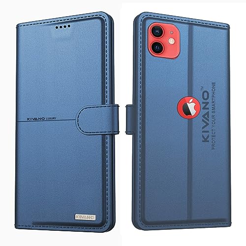 Image of Compatible with Apple iPhone 12 Flip Cover | Leather Finish | Inside Pockets & Inbuilt Stand | Shockproof Wallet Style Magnetic Closure Back Cover Case