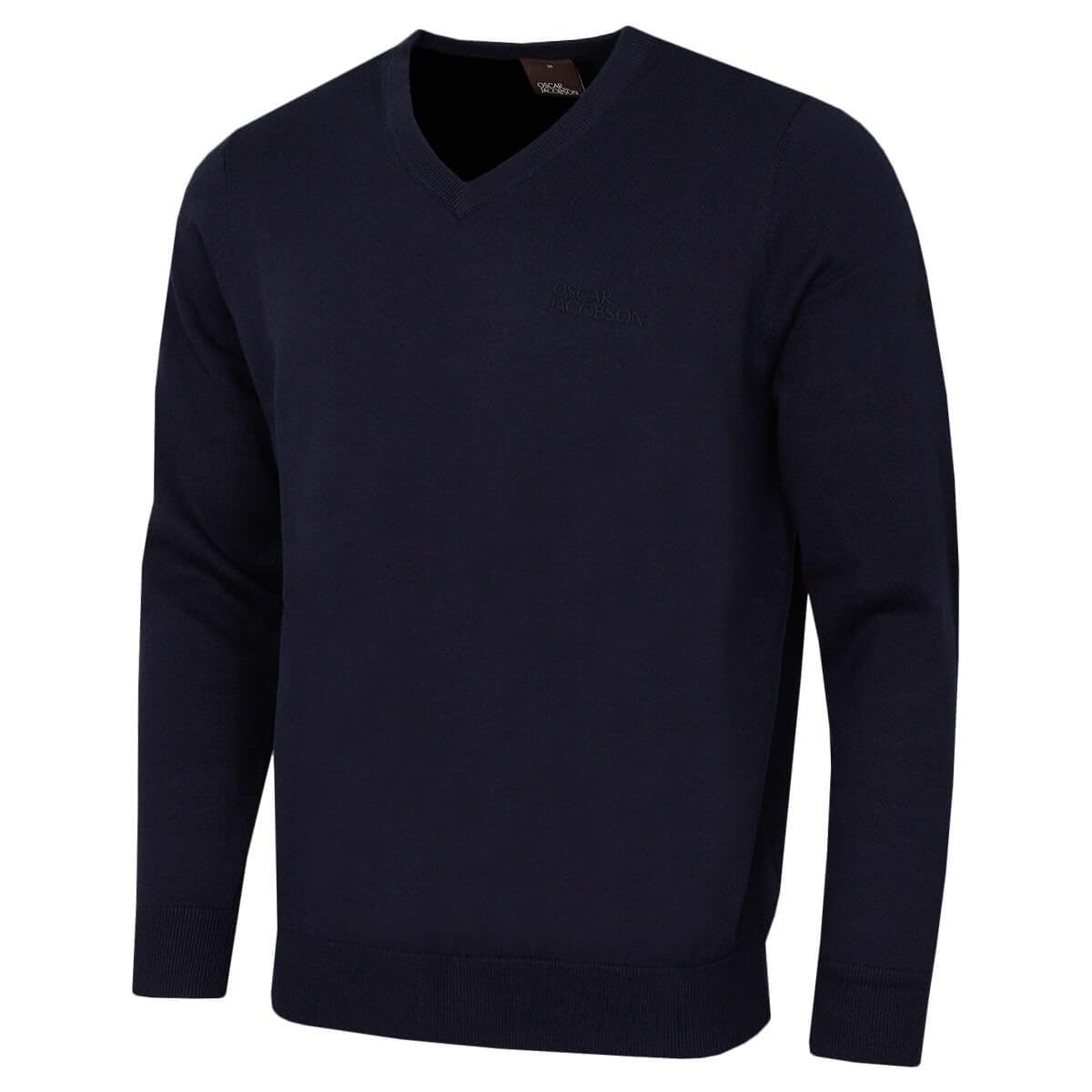Oscar Jacobson Men's Navy Walker V Neck Breathable Sweater - Xxl