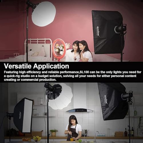 Image of Godox SL100D LED Video Light,100W TLCI≥97 CRI≥96,5600K Continuous Lighting, 8 FX Lighting Effects, 32100Lux @1M Bowens Mount COB LED Continuous Light for Video Shooting,Content Creating,Photography