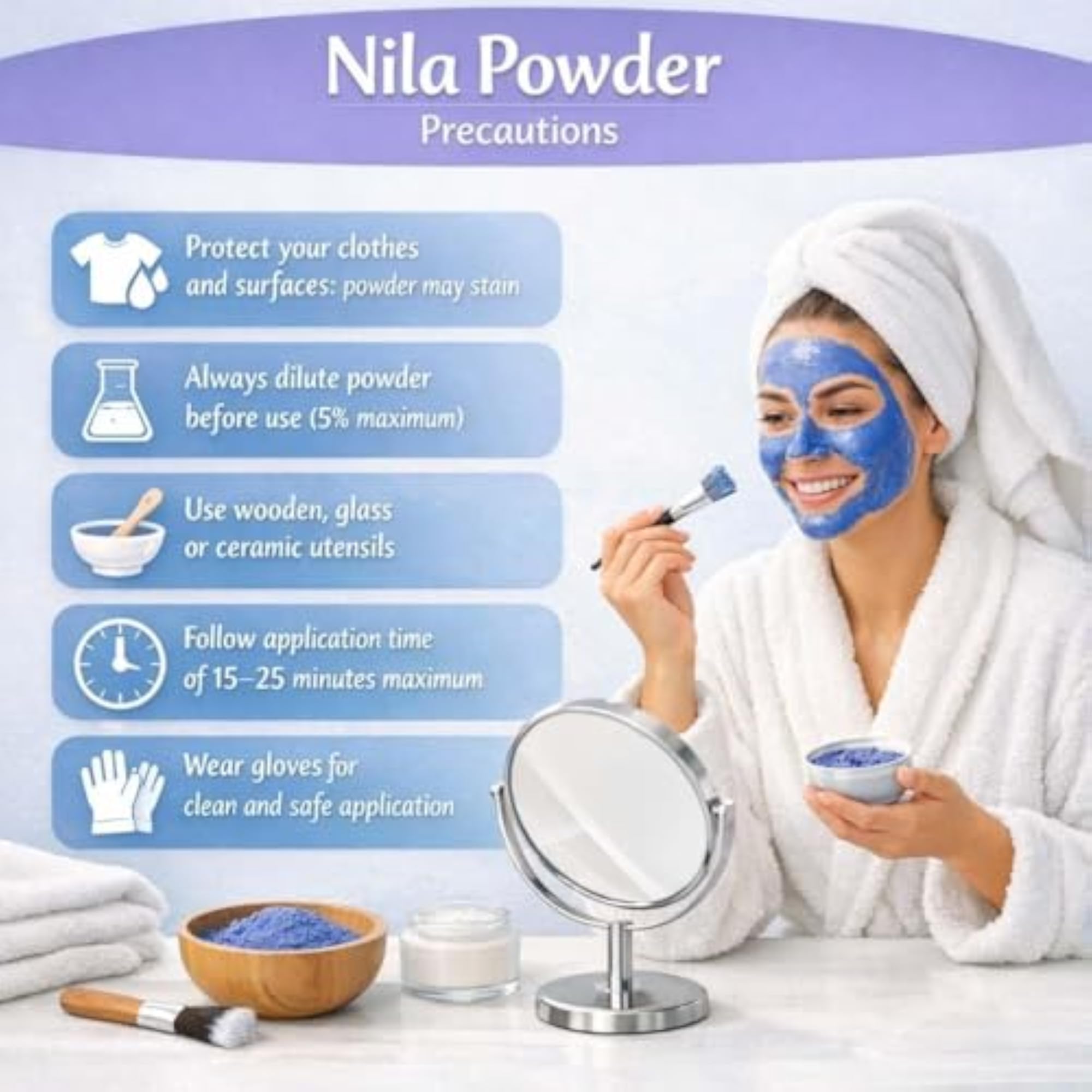 Moroccan Nila Powder For Face, Natural Blue Powder for Skin Brightening
