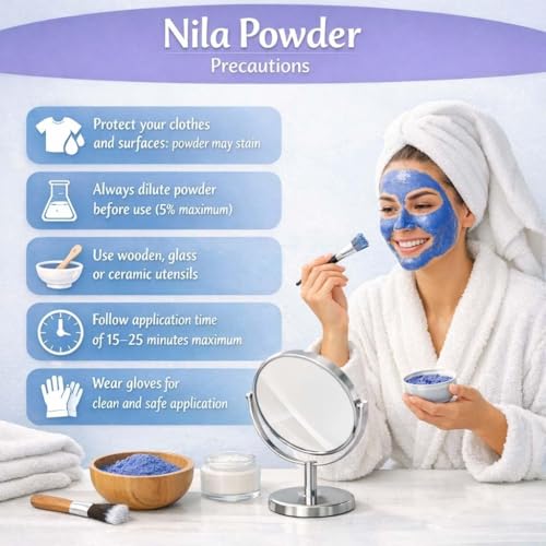 Image of Moroccan Nila Powder For Face - 100% Natural Blue Powder for Skin Brightening, Tan Removal & Detox | Traditional Moroccan Hammam Beauty Treatment For Face & Body Care (50g + 50g (Nila + Serbian))