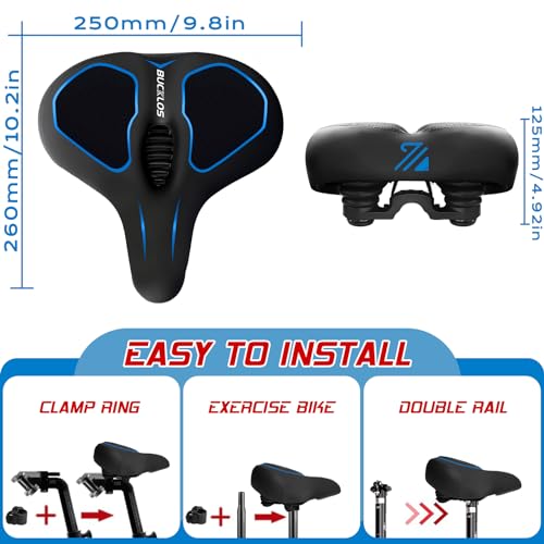 Image of BUCKLOS Wide Bike Seat for Men Women Ebike Seats Comfort Extra Large Comfortable Bicycle Seats Saddle for Ebike /Crusier /Exercise /Peloton Bike