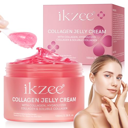 Collagen Jelly Cream - Instant Face Lift & 24h Hydration - Korean Skincare with Hydrolyzed Collagen - No Artificial Colors, 3.38 Fl Oz - Real Results, Transform Your Skin