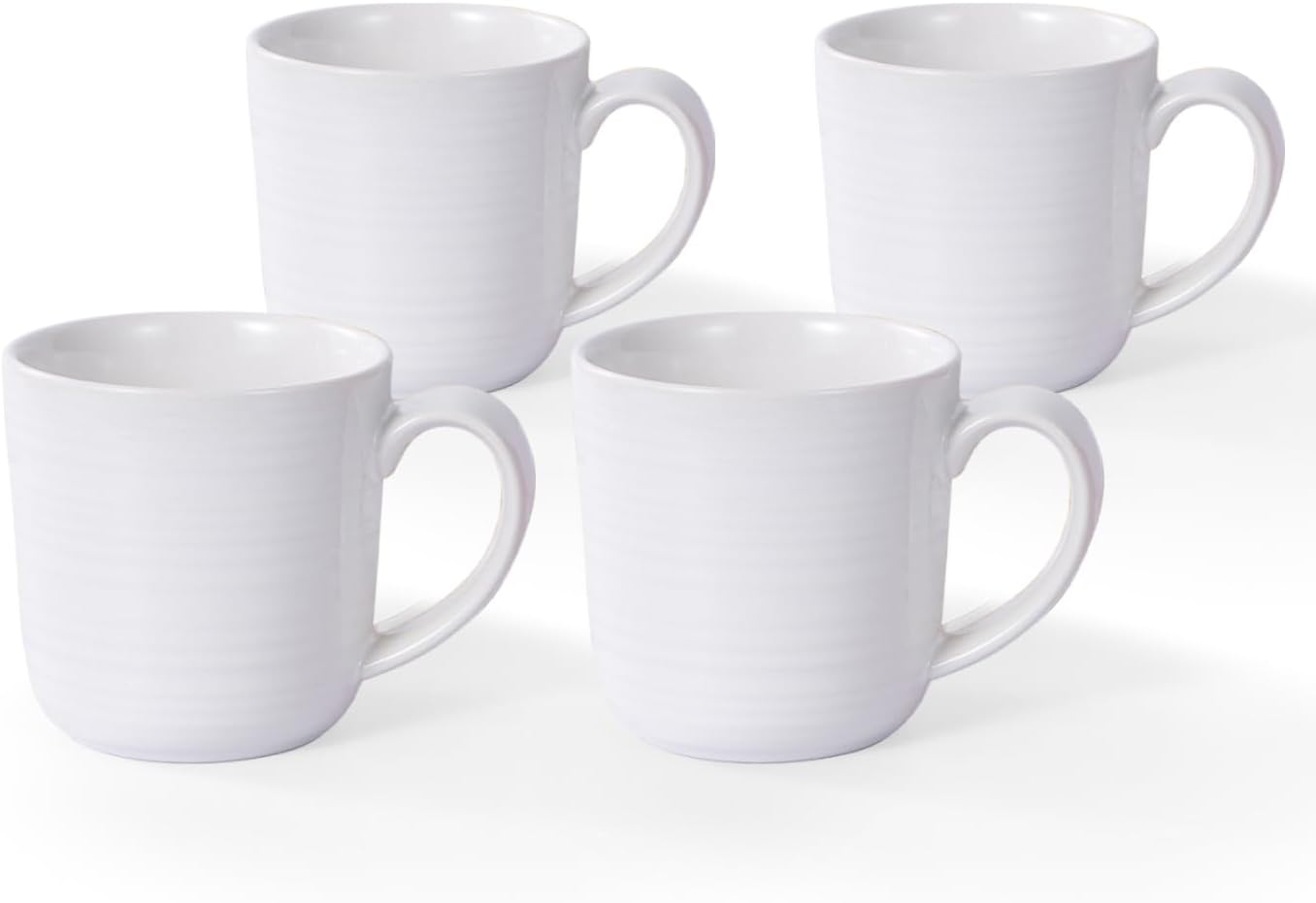 Ceramic Coffee Mugs Set of 4, 12 Ounces Ceramic coffee mug,heavy mug with Comfortable Handles,Dishwasher & Microwave Safe,coffe mug Sets 4 Beautiful Colors, tea mug for Coffee, Tea. (WHITE)