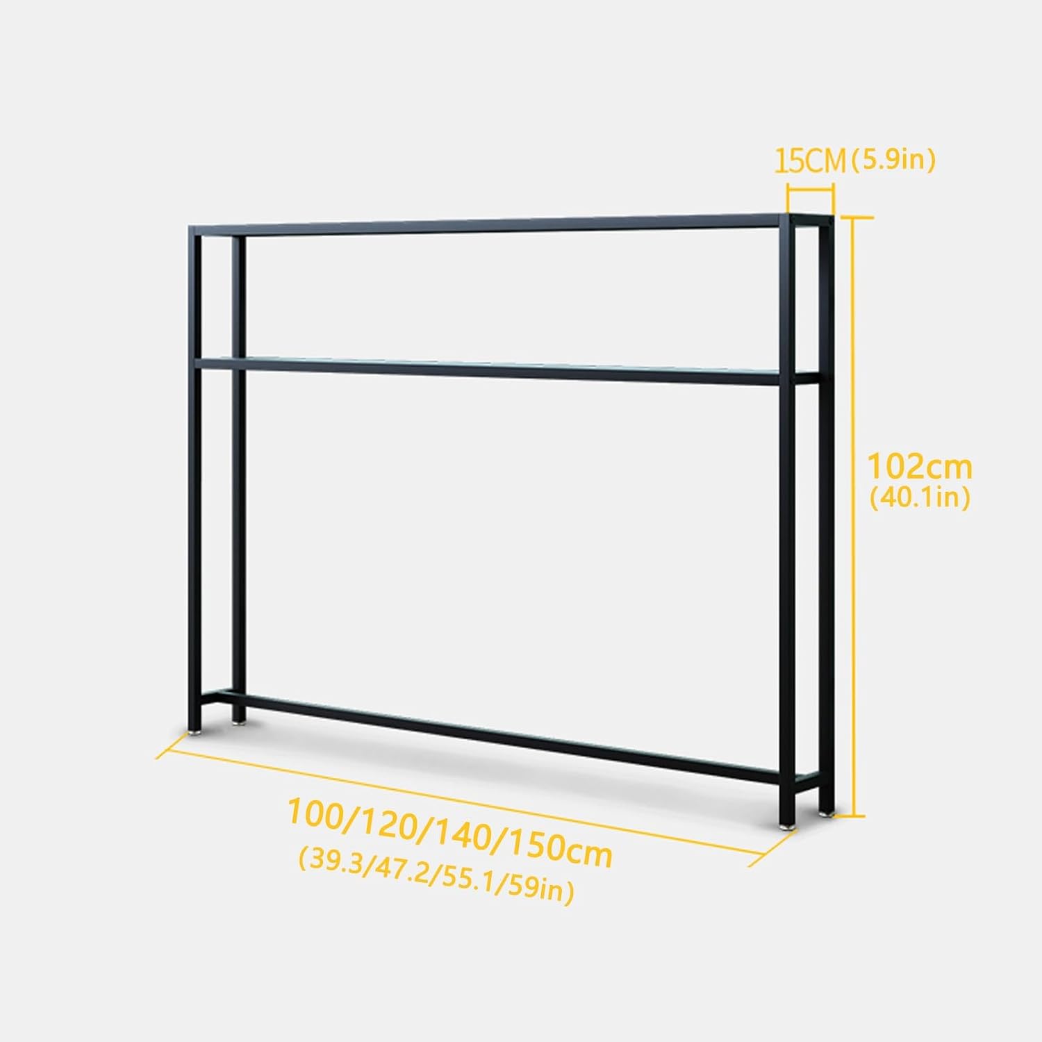 Console Table, 2-Tier Entryway Table, Metal Sofa Table, Table with Adjustable Foot Pads, Narrow Long Sofa Table for Entryway, Hallway, Couch, Living Room, Kitchen(White,Length 100cm/39.3in)