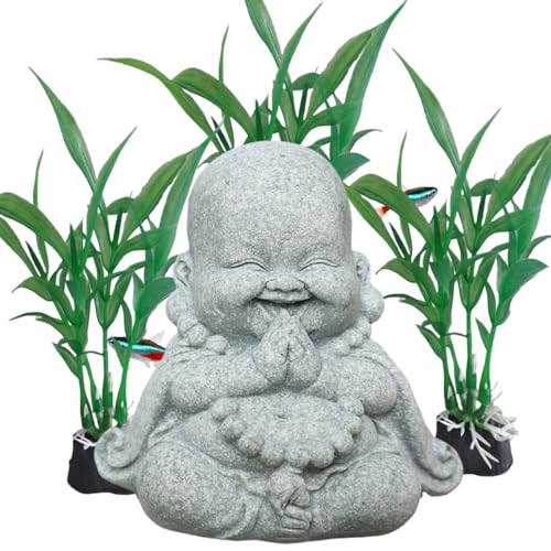 livelyfish Buddha Fish Tank Decor Asian Stone Buddha Figurines for Aquarium Zen Garden Fish Tank Statue Decorations Mini Stone Buddha Zen Garden Sculptures Decor,Gift, F