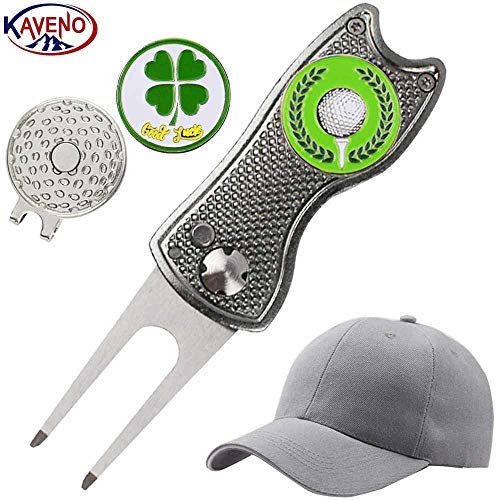 Golf Divot Tool, Foldable Stainless Steel Switchblade with USA Golf Ball Marker