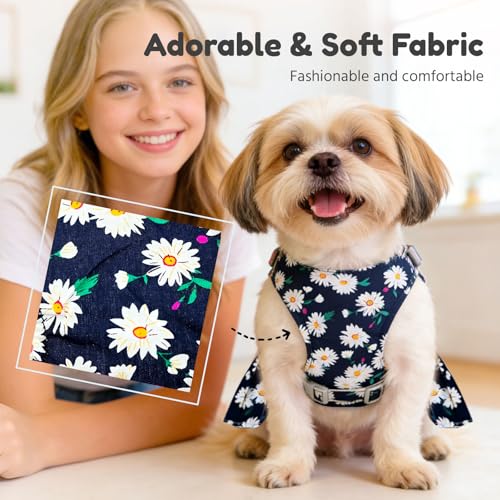 Vestido con Arnés para Perros Pequeños Azul Marino miniatura 3