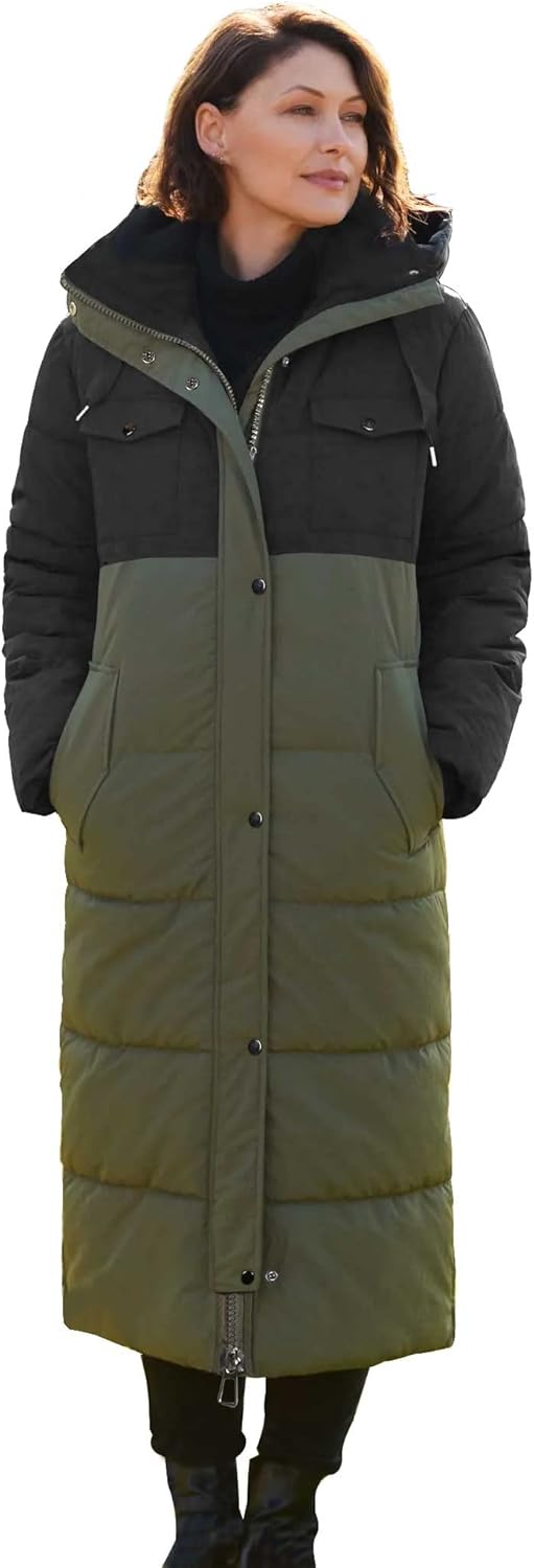 NUTEXROL Women's Winter Long Down Parka Jackets Warm Thickened Hooded Maxi Quilted Puffer Coat