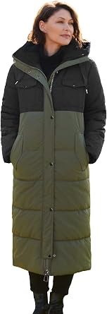 Womens Winter Long Down Parka Jackets Warm Thickened Hooded Maxi Quilted Puffer CoatArmy Green,S