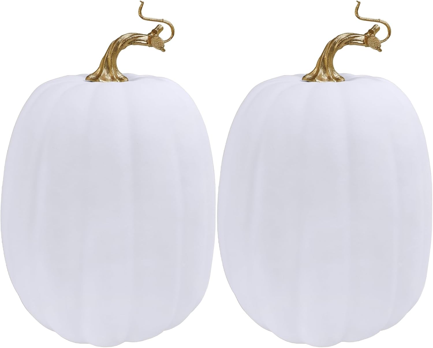 Winlyn 2 Pcs Fall Large White Artificial Pumpkins Decorative Pumpkins Big Faux Foam Pumpkins 8.7" for Fall Autumn Home Harvest Party Halloween Wedding Thanksgiving Tabletop Mantel Shelf Decorations
