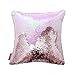 Meaning4 Sequins Unicorn Mermaid Throw Pillow Cover Christmas Cushion Case Kids Gift DIY Reversible Double Color Iridescent and Silver 16x16inches 40x40CM