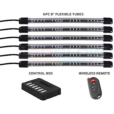 LEDGlow 6pc Flexible Million Color Multi-Color LED Interior Footwell Underdash Neon Lighting Kit for Cars & Trucks - 15 Solid Colors - 10 Unique Patterns - Music Mode - Includes Control Box & Remote