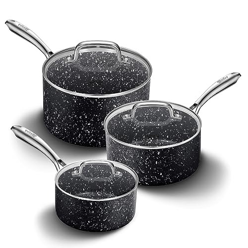 Best 3 Piece Non Stick Saucepan Set 2 HLAFRG Nonstick Premium 3-Piece Saucepan Set with Glass Lids