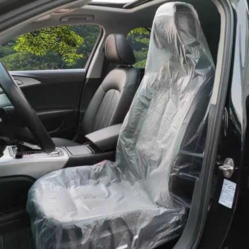 Plastic Car Seat Covers,Disposable Car Seat Covers 100Pcs Disposable Car Seat Covering Waterproof Clear Auto Vehicle Seats Protector ,Disposable Car Seat Covers For Mechanic Valet 140X80Cm