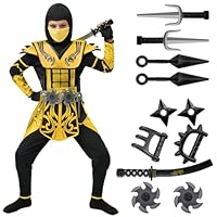 Spooktacular Creations Halloween dress up for Child Boy Golden Ninja costume (Small (5-7 yrs))