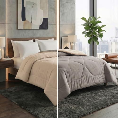 Image of Dream Living Microfibre Reversible Comforter | Double (Brown & Beige, 200 GSM)