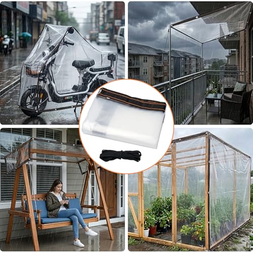 2m x 1m Clear Tarpaulin Waterproof Heavy Duty, Transparent Tarpaulin Sheet,Transparent PVC Clear tarpaulin with Eyelets, for Greenhouse Garden Outdoor Camping Caravan Pergola Ground & Chicken Coop - Image 4