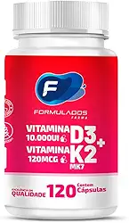 Vitamina D3 10.000ui + vitamina K2(mk7) 120mcg com 120 cápsula