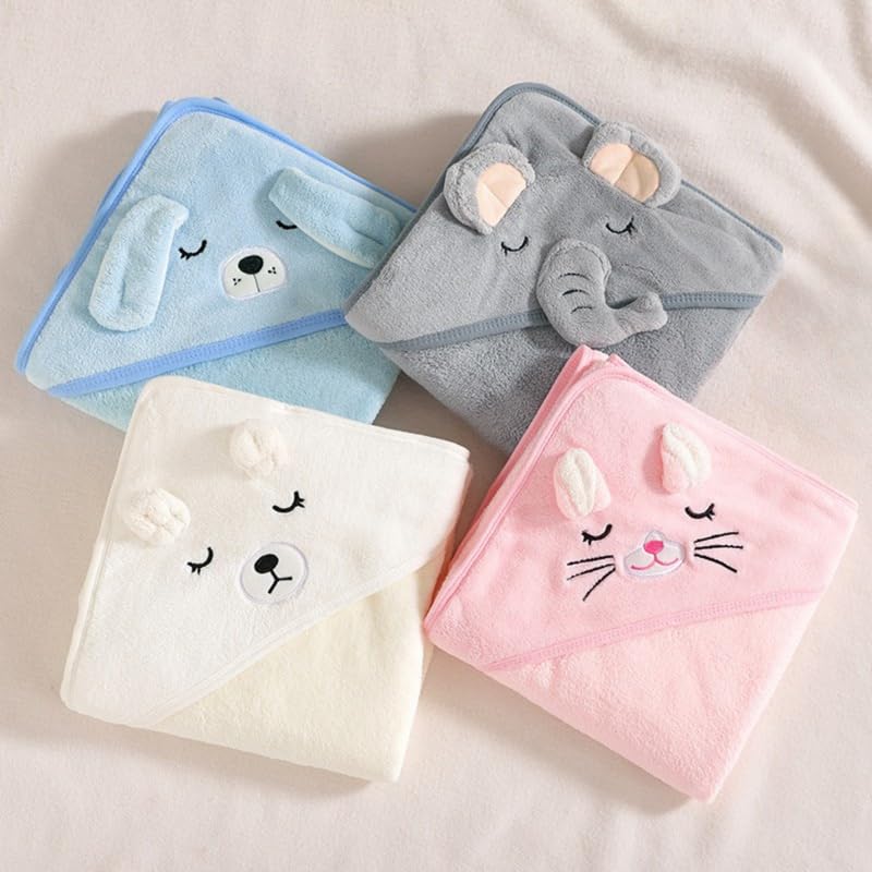 Serviette de Bain avec Capuche Bébé, 80 x 80 cm Serviette Bebe, Super Absorbantes Serviettes et Sorties de Bain, Serviette de Bain pour Nouveau-né 0-5 Ans(Rose)