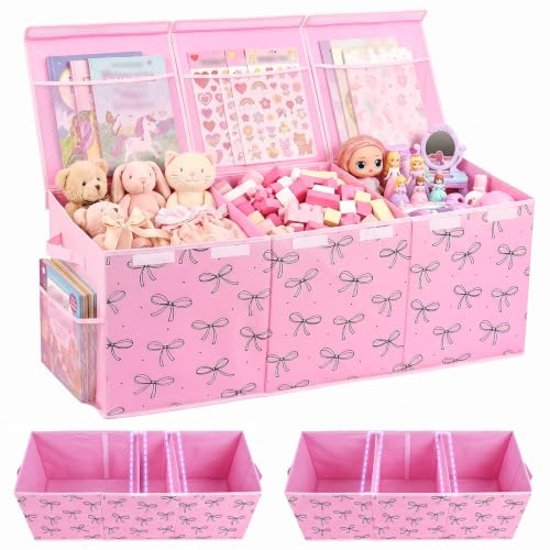 Image of Toy Box with Adjustable Divider Large Toy Chest Storage for Nursery Kidroom