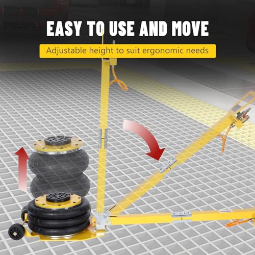 3 Ton Triple Bag Air Jack, 6600lbs Pneumatic Jack Fast Lift Up 16in Airbag Jack with Adjustable Long Handle Heavy Duty Triple Air Bag Jack Lift for Cars, Garages, Repair, Yellow - Thumbnail 7