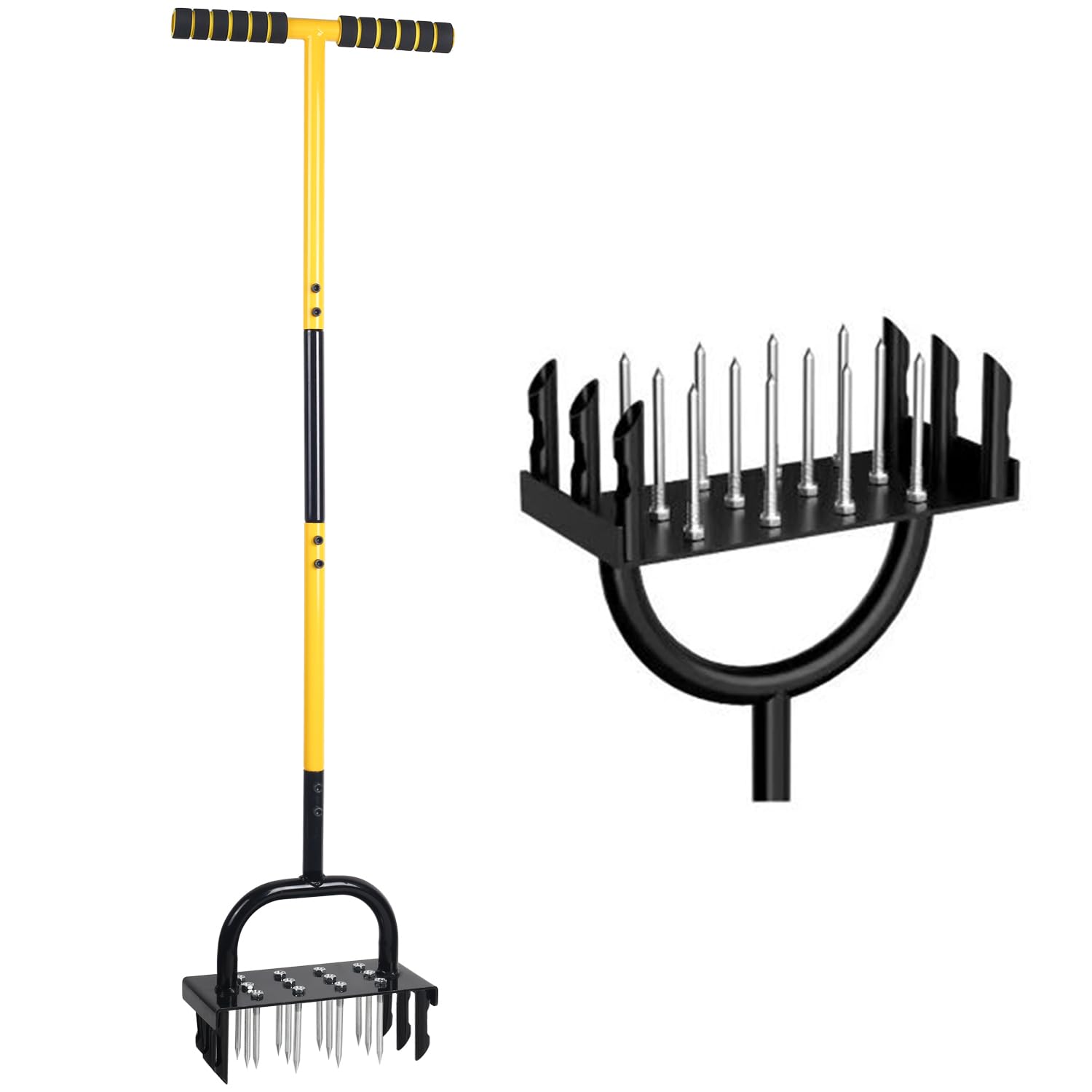 Lawn Aerator Spike, 2-in-1 Lawn Core Aerator Lawn Tool, 43 Inch Manual Soil Aerator Grass Aerating Tool Aeration for Yard
