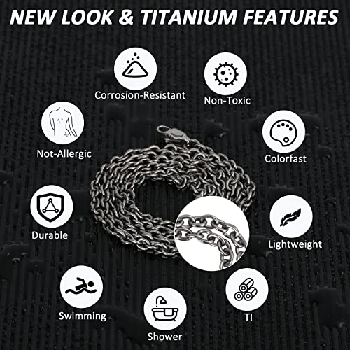 SanThree Pure Titanium Round O Chain Necklace for Men & Women, 3mm Durable Skin Friendly Solid Titanium Clasp Link Chain Unisex Birthday Valentines Day Gift2