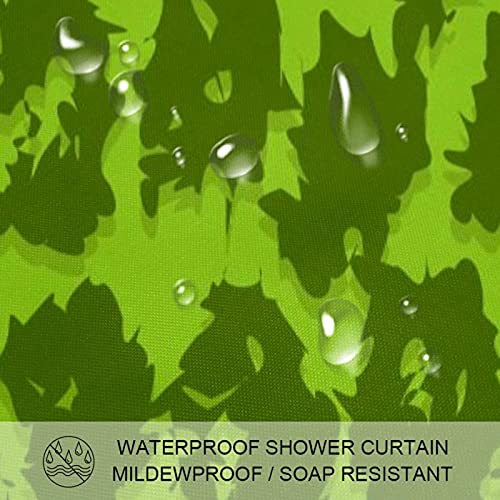 Rideau de douche imprimé léopard vert noir avec anneaux de fixation - 4