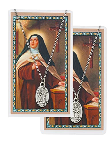 CatholicStore St. Teresa of Avila Pewter Medal with Laminated Holy Card, 18