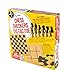 Regal Games - Reversible Wooden Board for Chess, Checkers & Tic-Tac-Toe - 24 Interlocking Wooden Checkers and 32 Standard Chess Pieces - for Age 8 to Adult for Family Fun