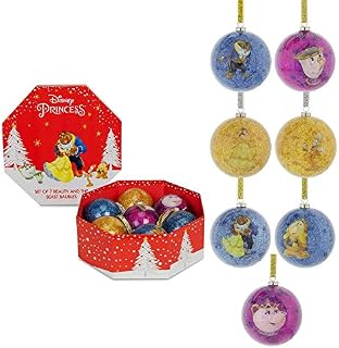 Disney Set of 7 Beauty & the Beast Christmas Hanging Ornament Baubles Tree Decorations