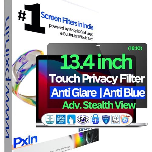 Image of Pxin 13.4 Inch (16:10) Laptop Privacy Screen | Digital EyeCare Filter | 99% UV (A /B /C) Block | Anti Glare | Side View Blocker | Adv. Laptop Privacy Protector