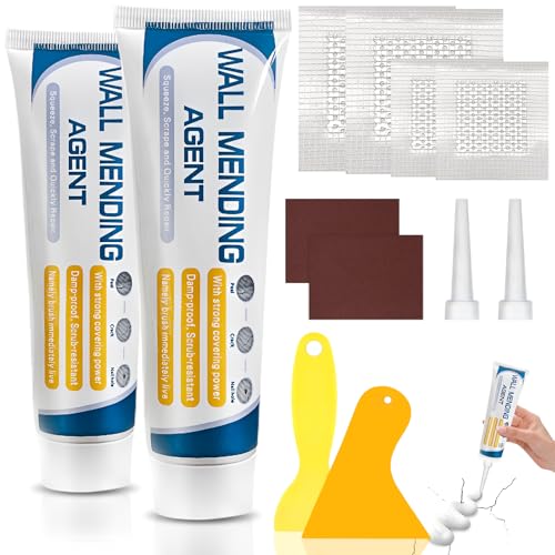 2 Pack Drywall Repair Kit,Wall Mending Agent with Scraper,Drywall Patch Repair Kit with Spackle...