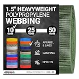 Strapworks Heavyweight Polypropylene Webbing - Heavy Duty Poly Strapping for Outdoor DIY Gear Repair, 1.5 Inch x 10 Yards - Olive Drab