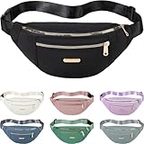 Fanny Packs Crossbody Bag for Women, Waist Pack Jogging Pouch Belt Bag for Outdoors Traveling Hiking - Black