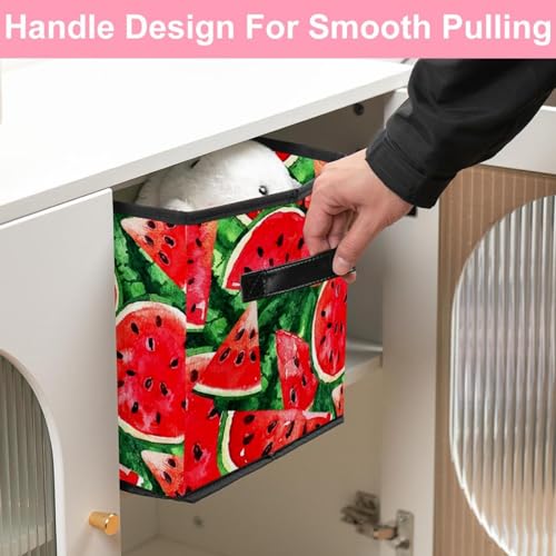 Cube de rangement pliable avec poignées bac en tissu rouge pour dressing