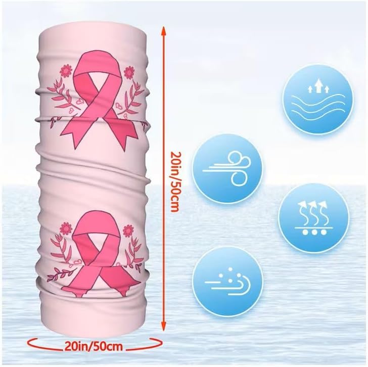 Tube Scarf Pink Bow Breast Cancer Awareness | Breast Cancer Awareness Pink Bow 50 x 25 cm Breathable Wind Protection Multifunctional Scarf