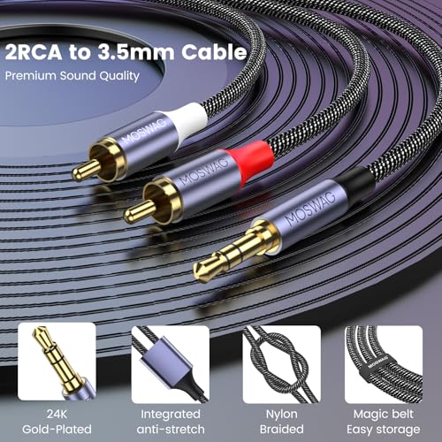 Image of MOSWAG 3.5mm to RCA Cable RCA to 1 /8 Cable Headphone to RCA Adapter 6.6ft