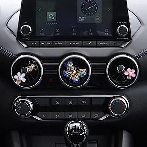 Image of 4pcs Butterfly and Flower Car Air Fresheners Vent Clips with Fragrance Pads Car Fresheners Cute Car Air Conditioner Vent Charm Interior Decor Accessories Gift (Butterfly and Flower, B)