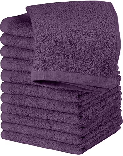 Utopia Towels Cotton Washcloths Set - 100% Ring Spun Cotton, Premium Quality Flannel Face Cloths, Highly Absorbent and Soft Feel Fingertip Towels (12 Pack, Plum)
