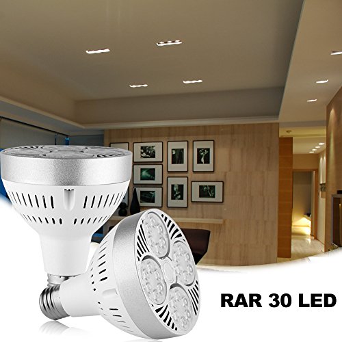 Jianyana Par30 Led Light Bulb 300W Replacement (2800 Lumen) 35Watt E27 Medium Base Tracking Lighting 45 Angle 4000K White Body #TOP3