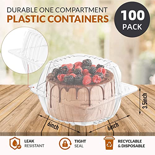 Mfdsj 100 Pack Disposable Plastic To Go Containers With Clear Lids, 6 X 6 Inch Hinged Top Square Clamshell Food Boxes For Salad, Dessert, Bakery Supplies #TOP1